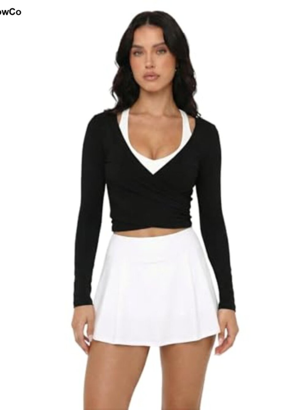 Ballet Wrap Top Long Sleeve Crop Yoga Pilates Tie Front Y2K Gym Cover Up